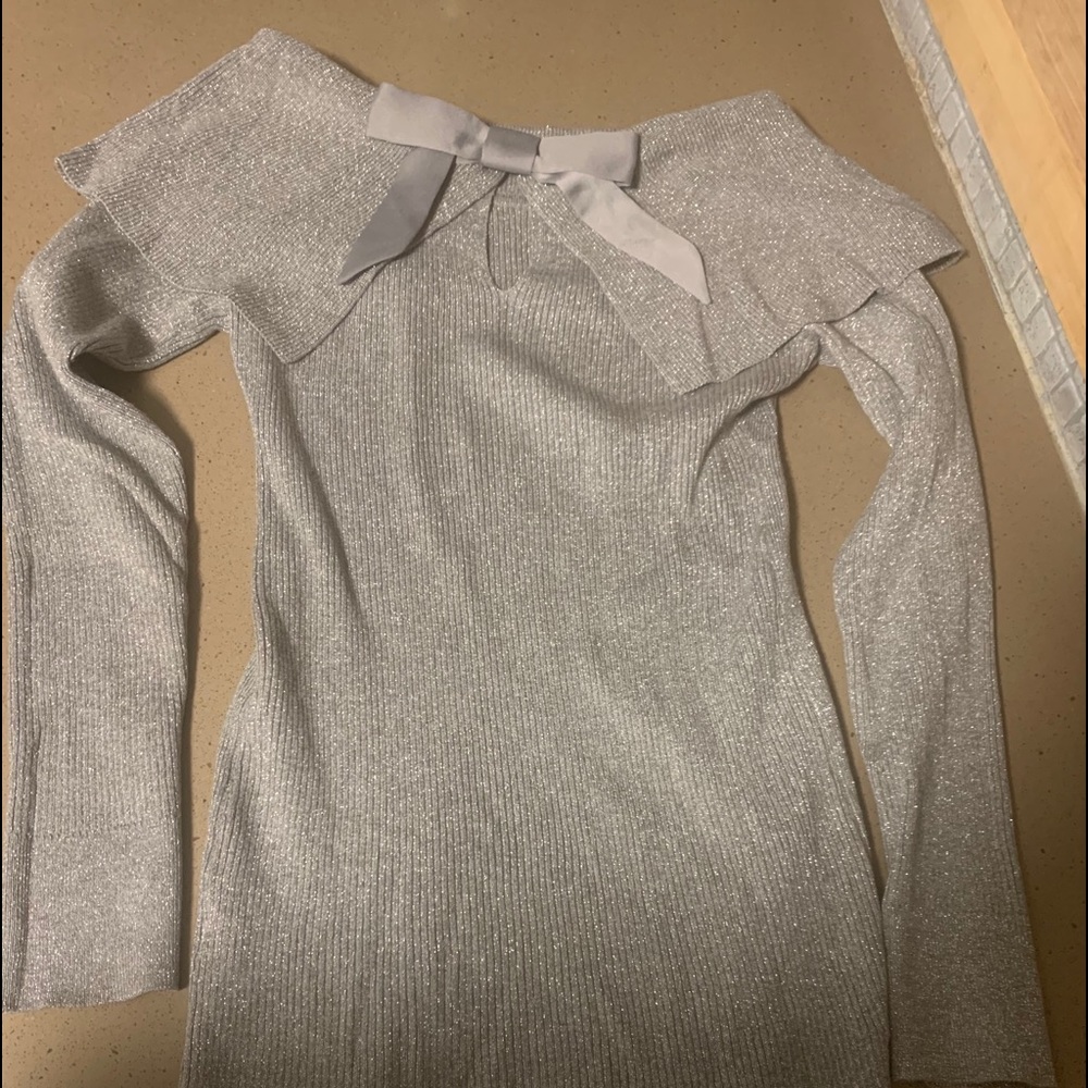 Silver off the shoulder top
